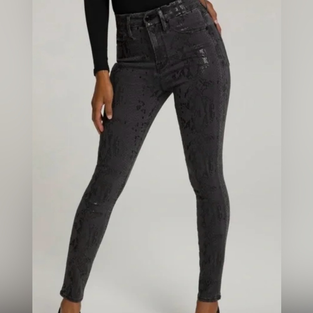 Good American metallic snakeskin jeans